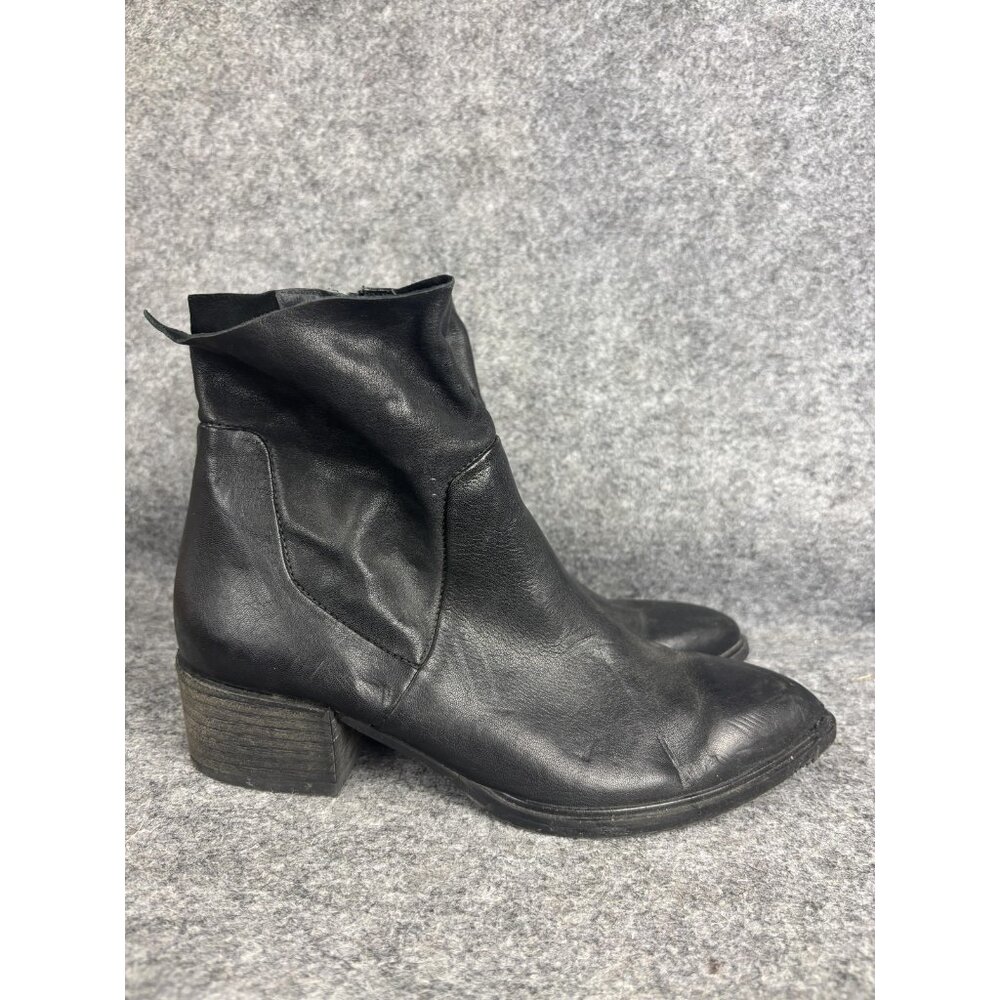 Paul Green Boots Womens Size UK 3.5‎ Black Leather Ankle Side Zip Pointed Toe